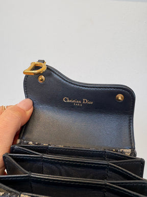 Dior Saddle Bloom Card Holder Blue Jacquard