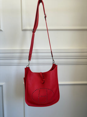 Hermès Red Evelyn PM in Clemence Leather