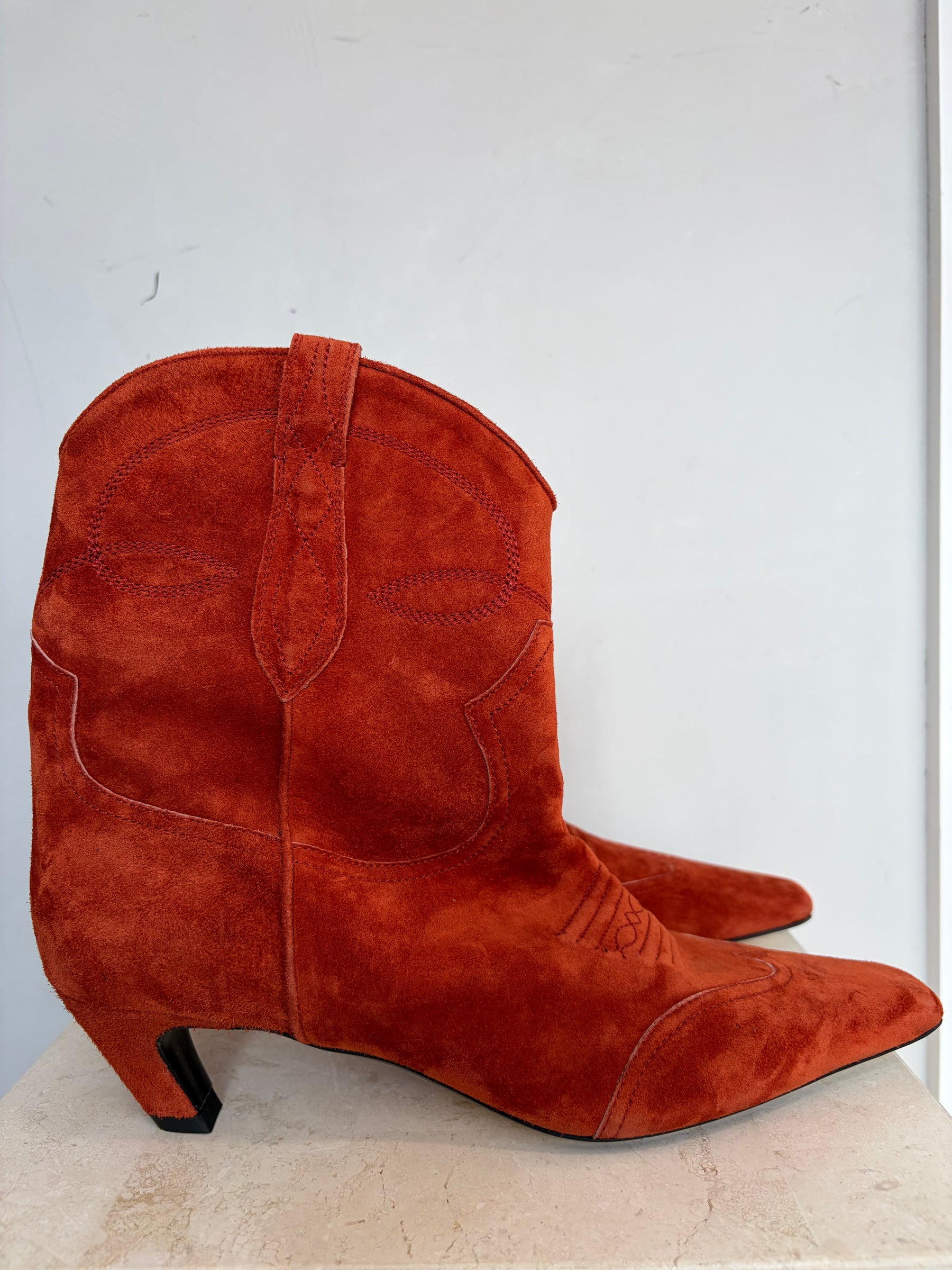 Khaite Brick Suede Dallas Ankle Boot, 41