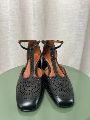 Zimmeramann Black Perforated Leather Block Heels, 41