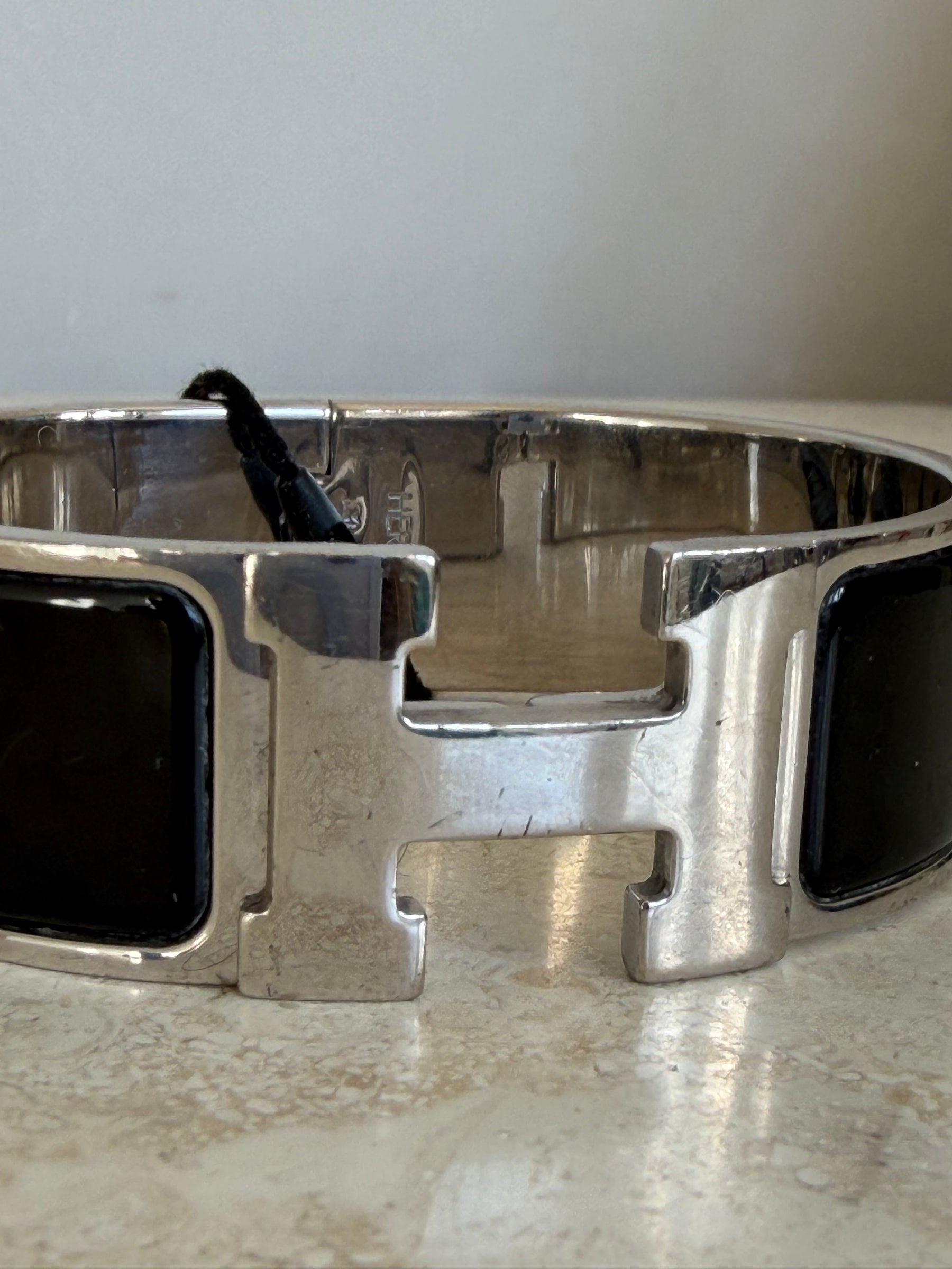 Hermès Clic Clac Wide Bracelet Black Silver