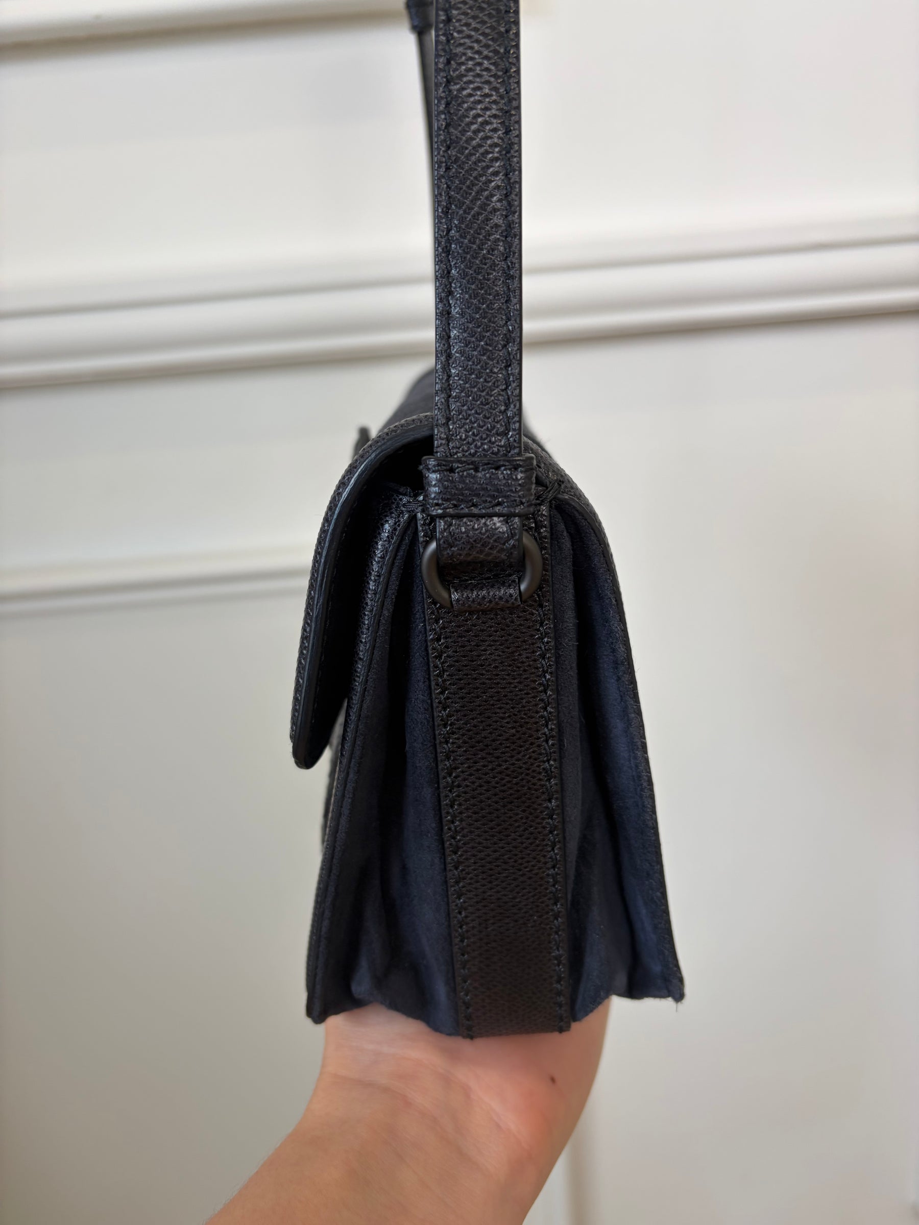 Bottega Veneta Navy Suede and Leather Rialto Shoulder Bag