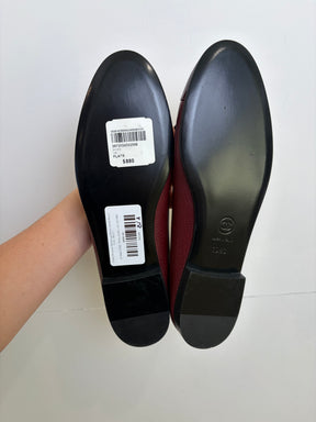 Chanel Burgundy Grained and Patent Leather Ballet Flats, 39.5 C