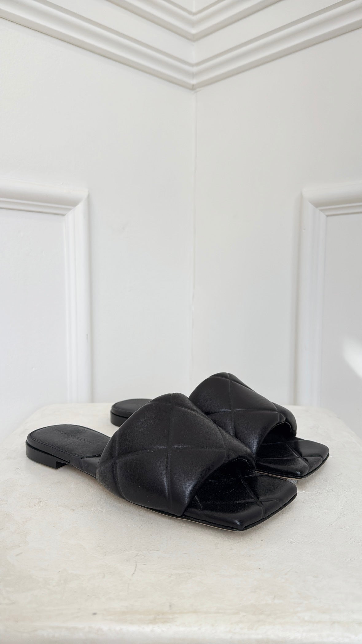 Bottega Veneta Black Padded Lido Slides, 38