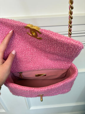 Chanel Pink Tweed Boucle 19 Bag