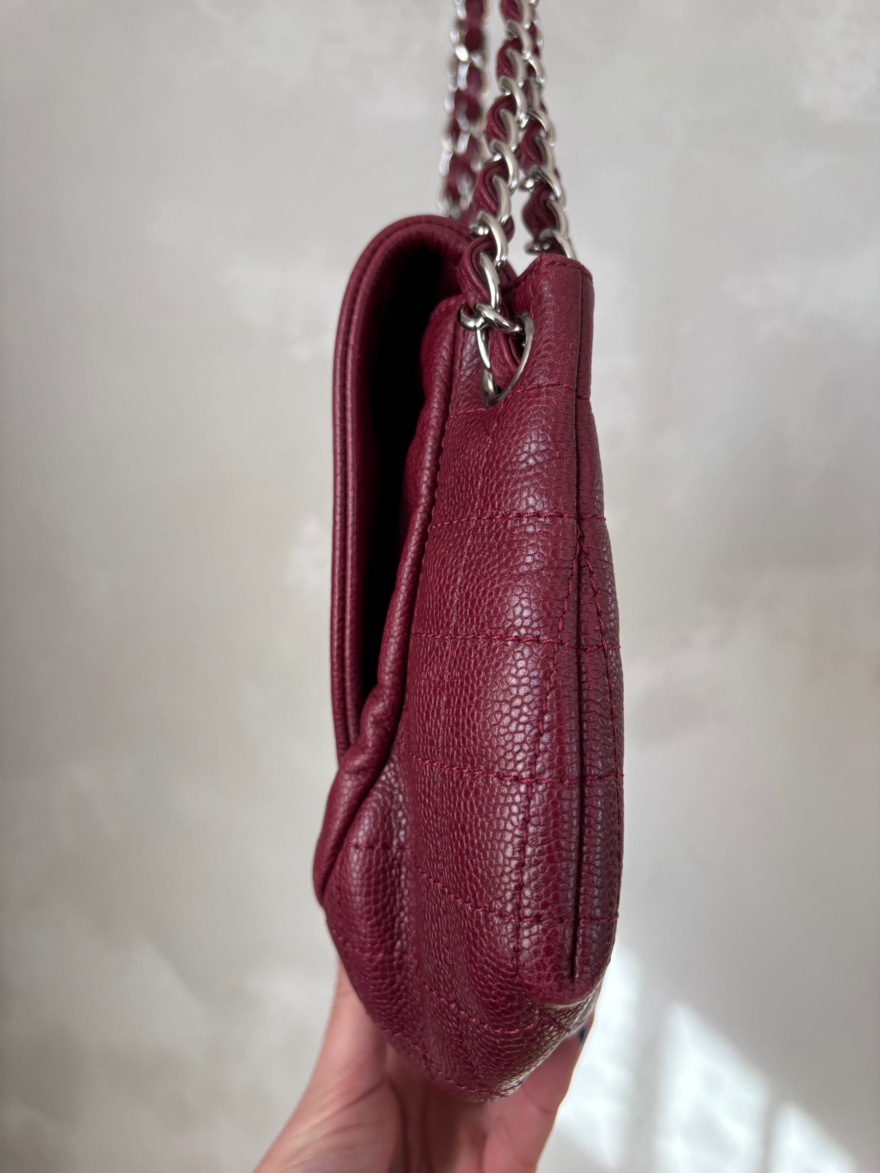 Chanel Timeless Half Moon Flap Bag Burgundy