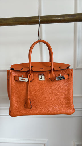 Hermès Birkin 30 Orange Taurillon Clemence Leather With Paladium Hardware