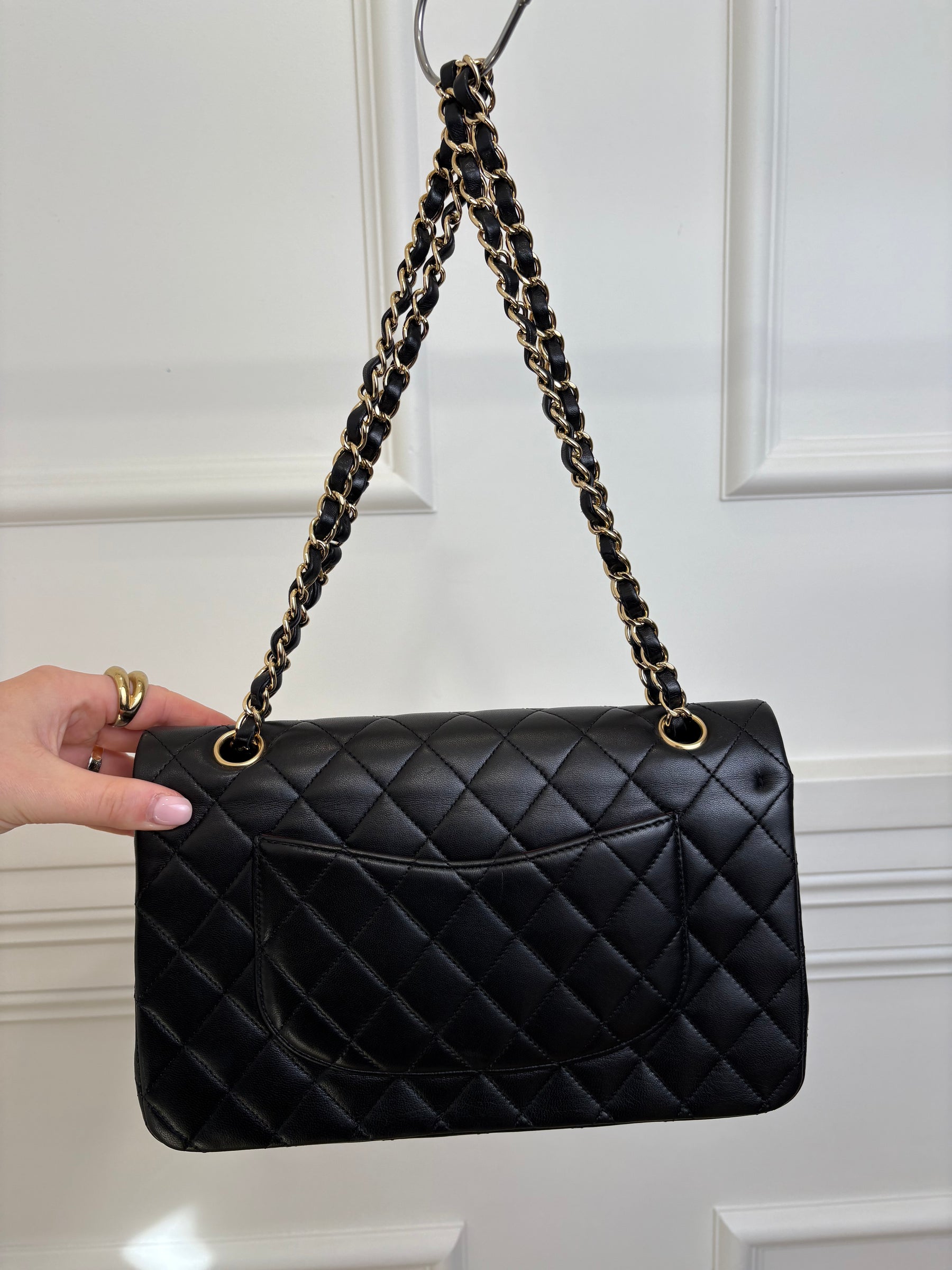 Chanel Black Lambskin Medium Classic Flap with Gold Hardware