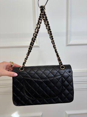 Chanel Black Lambskin Medium Classic Flap with Gold Hardware