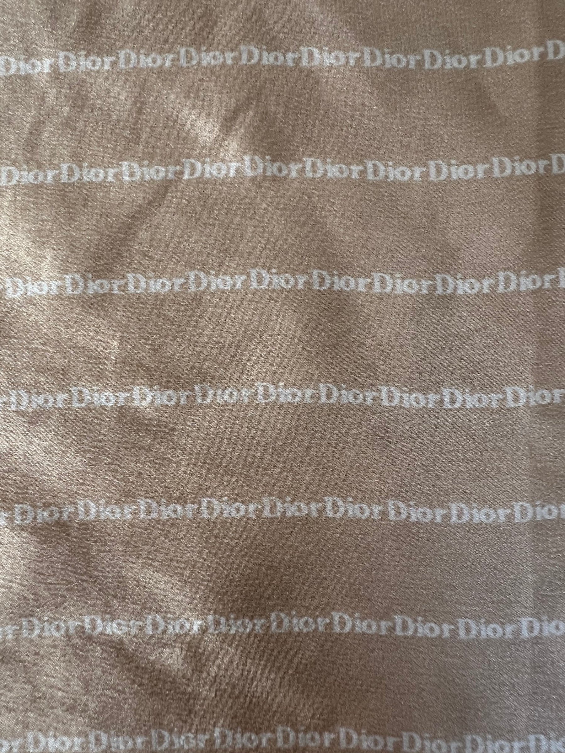Dior Beige and White Logo Print Silk Scarf