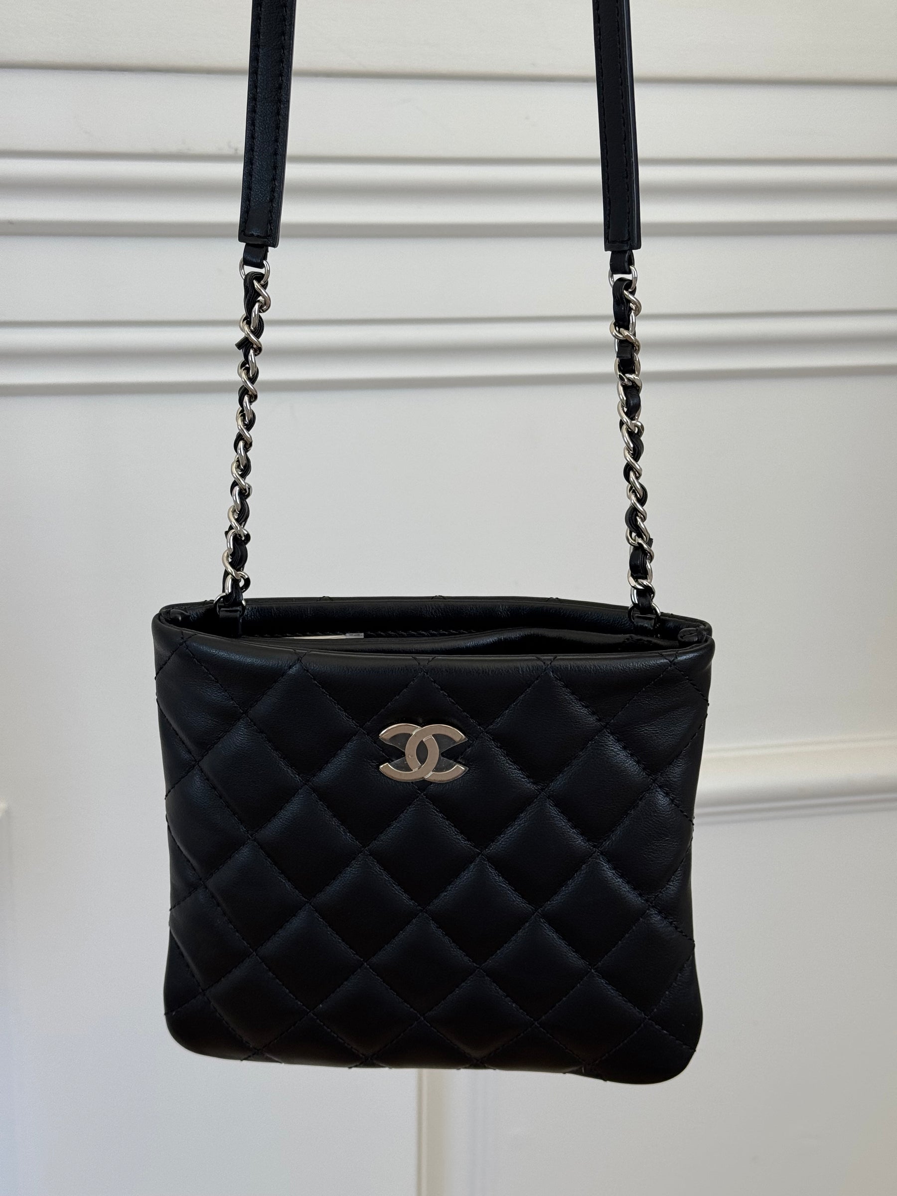 Chanel Uniform Black Leather Crossbody Pochette