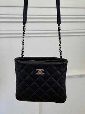 Chanel Uniform Black Leather Crossbody Pochette