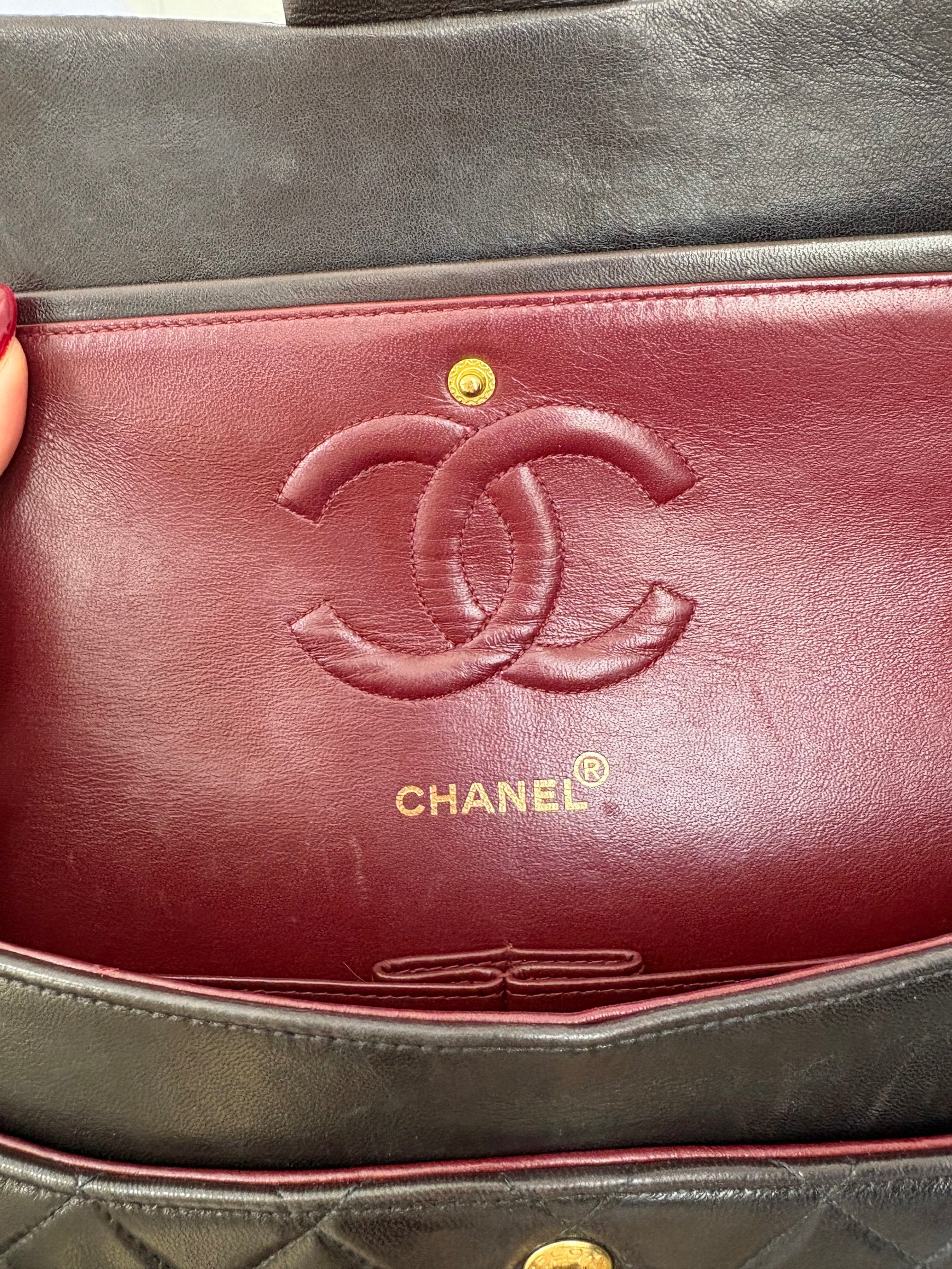 Chanel Dark Brown Lambskin Leather Medium Classic Flap