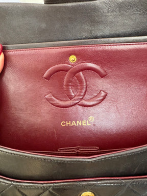 Chanel Dark Brown Lambskin Leather Medium Classic Flap