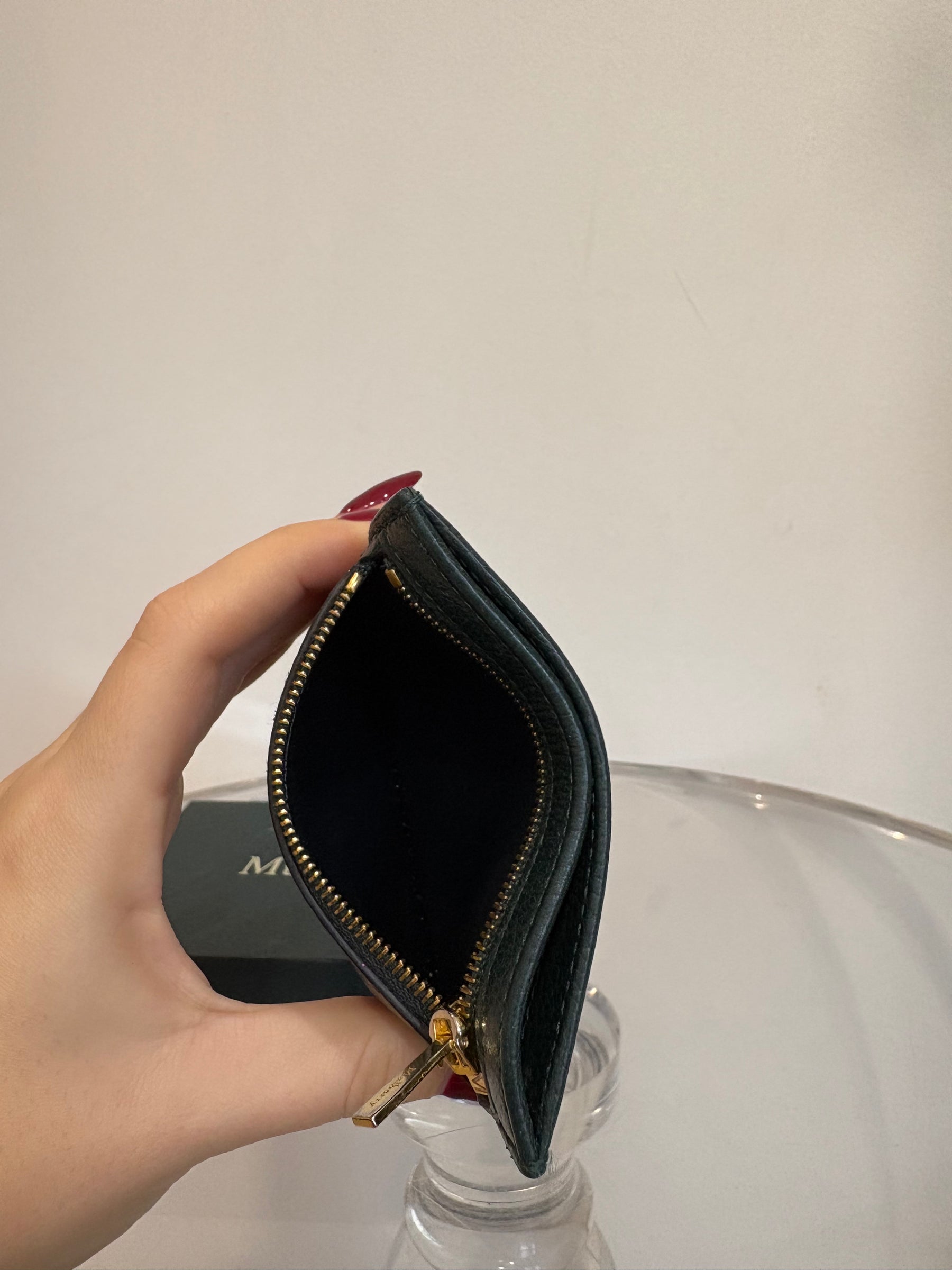 Mulberry Green Leather Zipped Card Holder