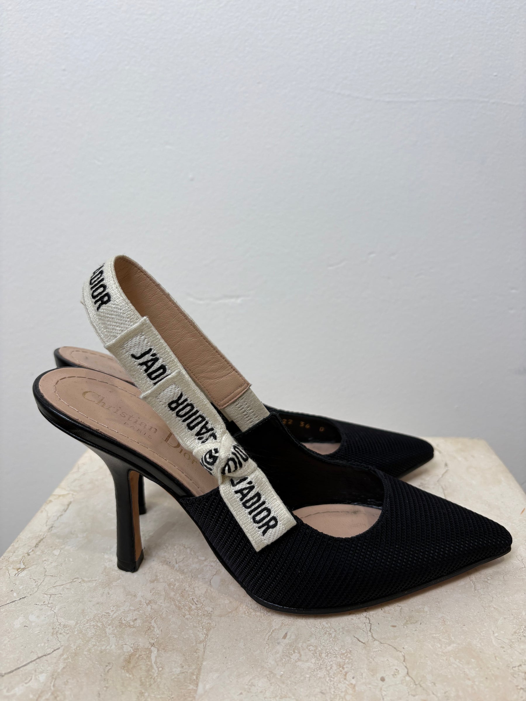 Dior Black Technical J'adior Slingback's, 36