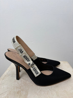 Dior Black Technical J'adior Slingback's, 36