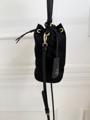 Prada Black Nylon Drawstring Bucket Bag