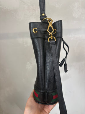 Gucci Ophidia Black Leather Bucket Bag Small