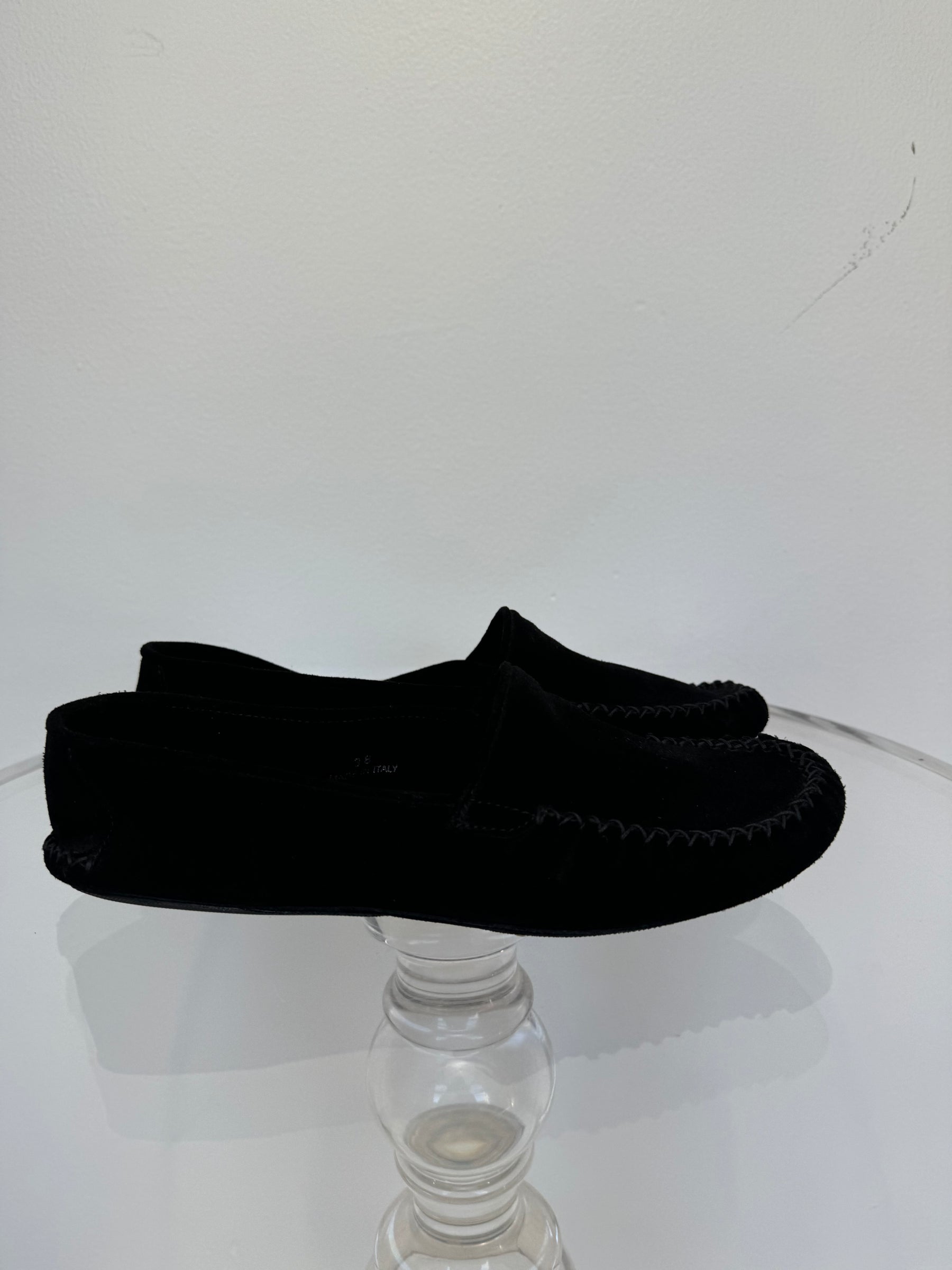 P Johnson Black Suede Moccasins, 38