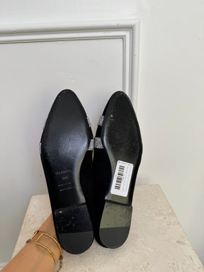 Hermès Black Suede and Glitter Roxanne Mules
