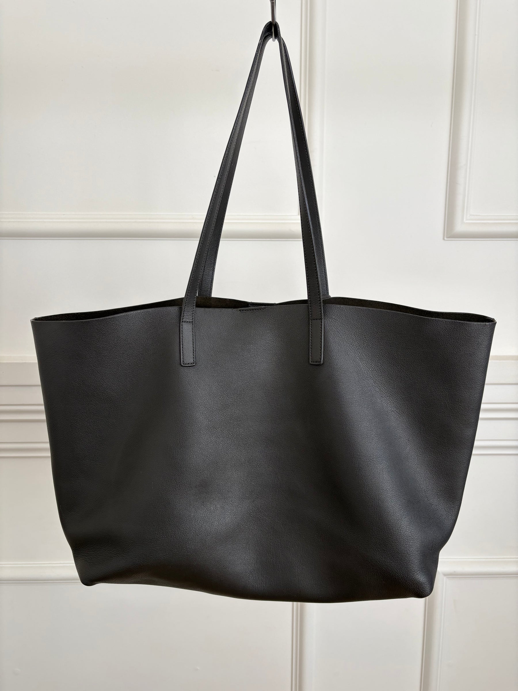 YSL Leather Tote Dark Brown