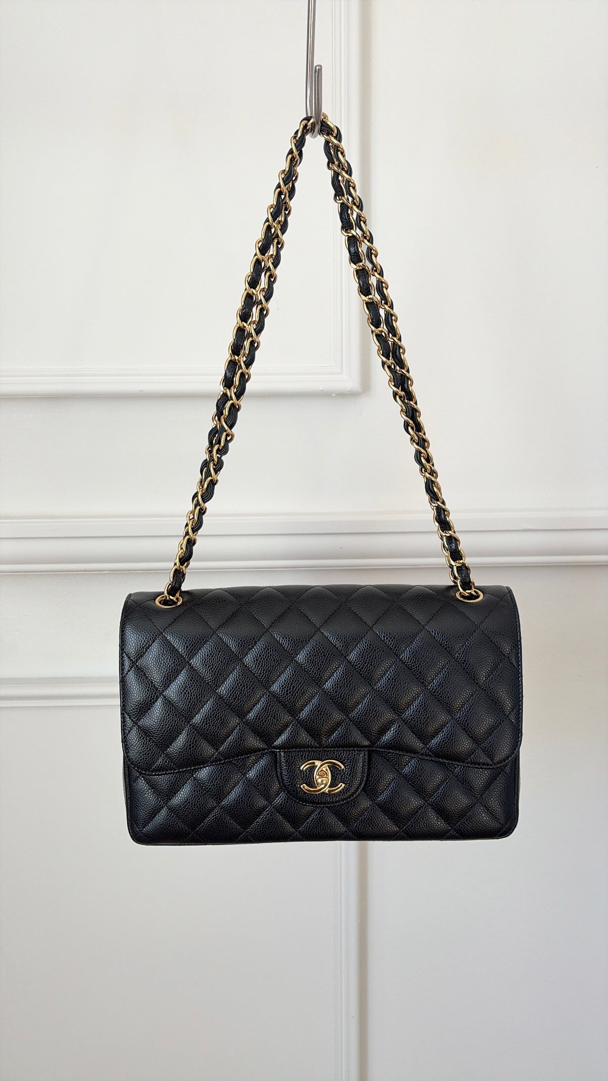 Chanel Black Caviar Leather Jumbo Classic Double Flap