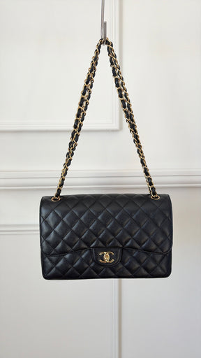 Chanel Black Caviar Leather Jumbo Classic Double Flap