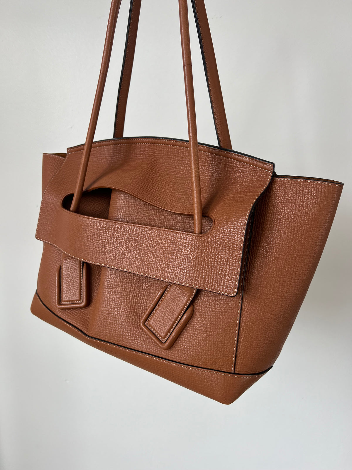 Bottega Veneta Tan Grained Leather Aroc Tote