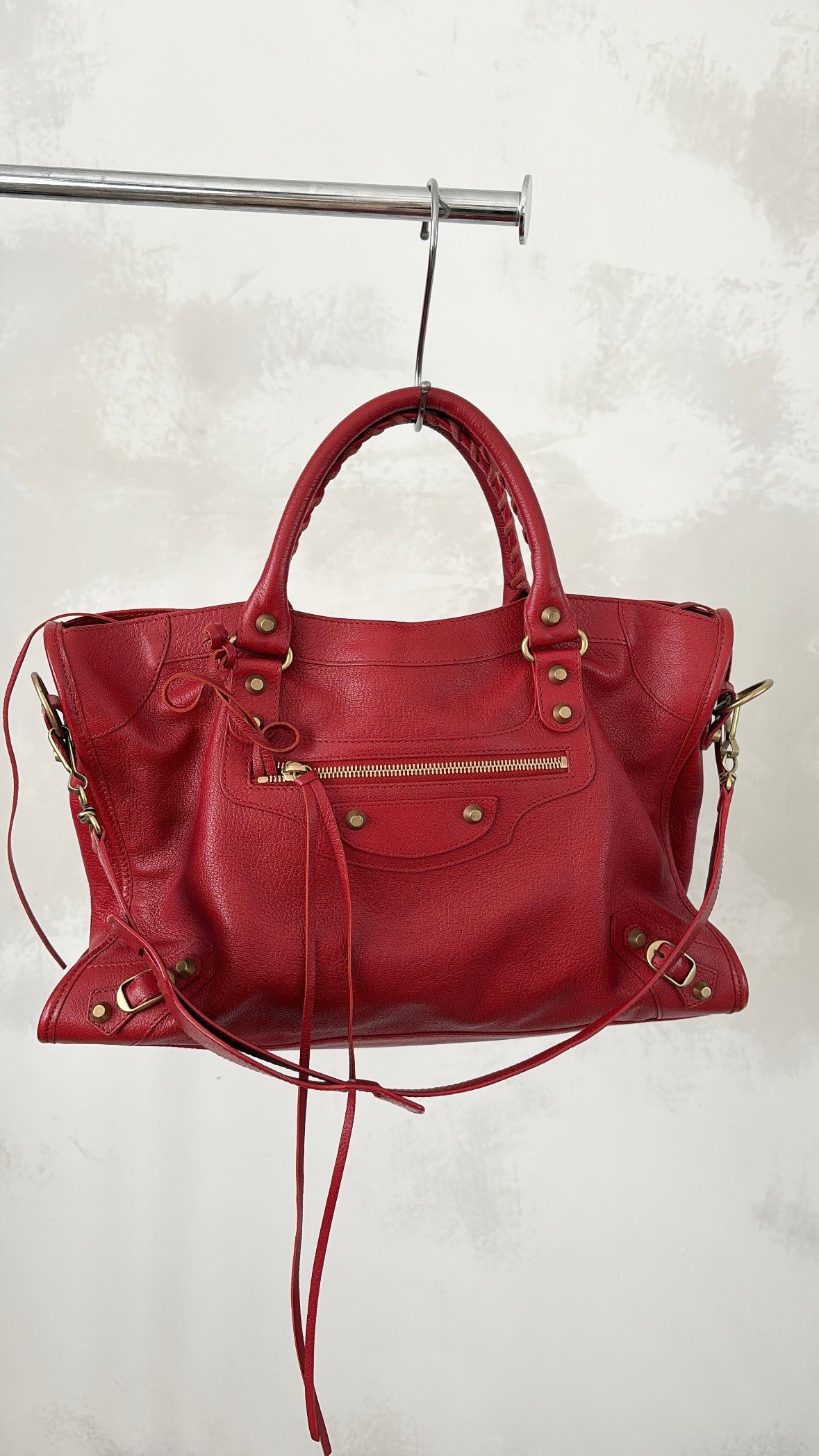 Balenciaga Red Leather City Bag
