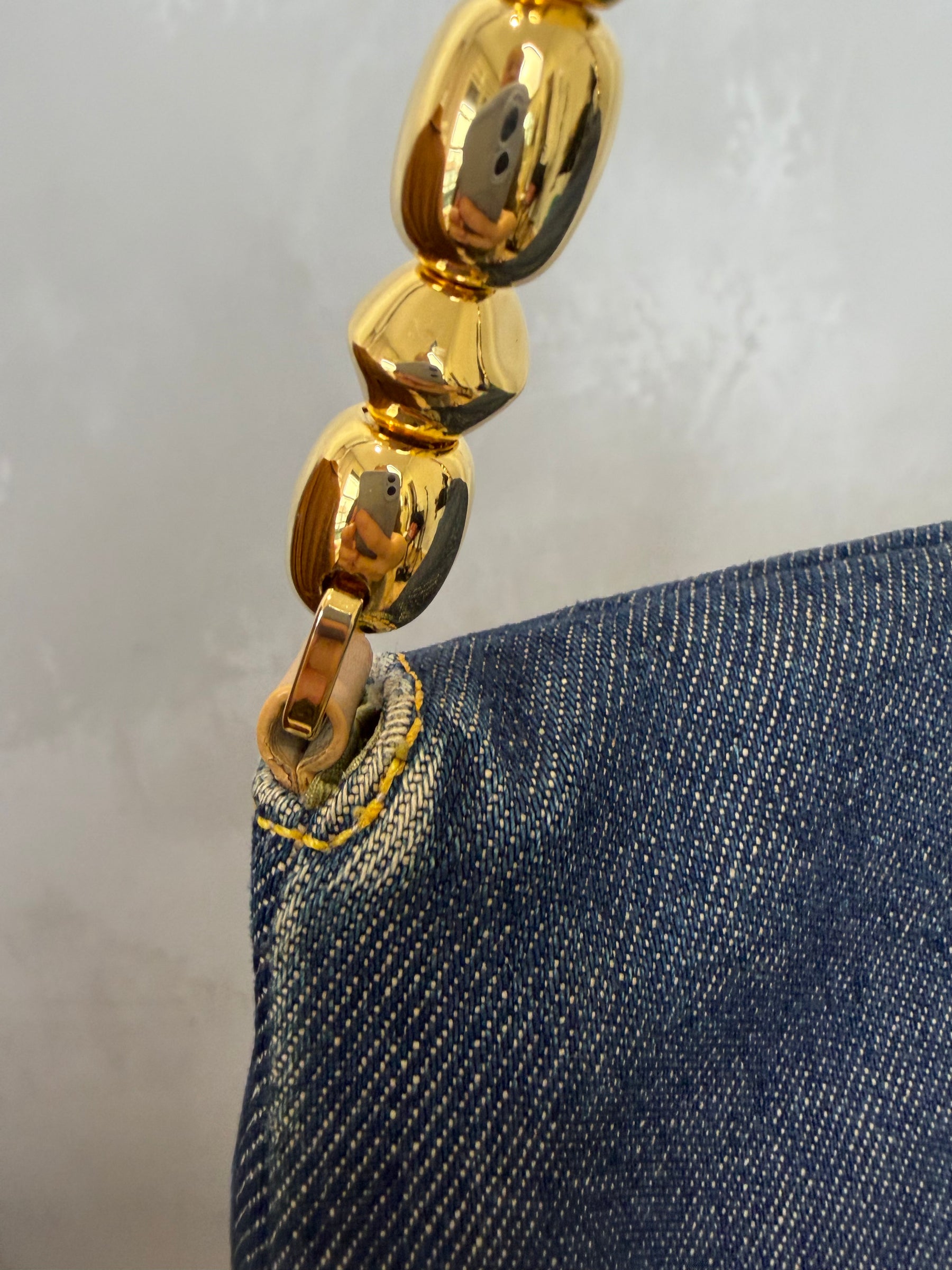 Dior Blue Denim Malice Pearl Shoulder Bag
