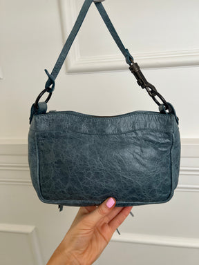 Balenciaga Hip Leather Handbag Dusty Blue
