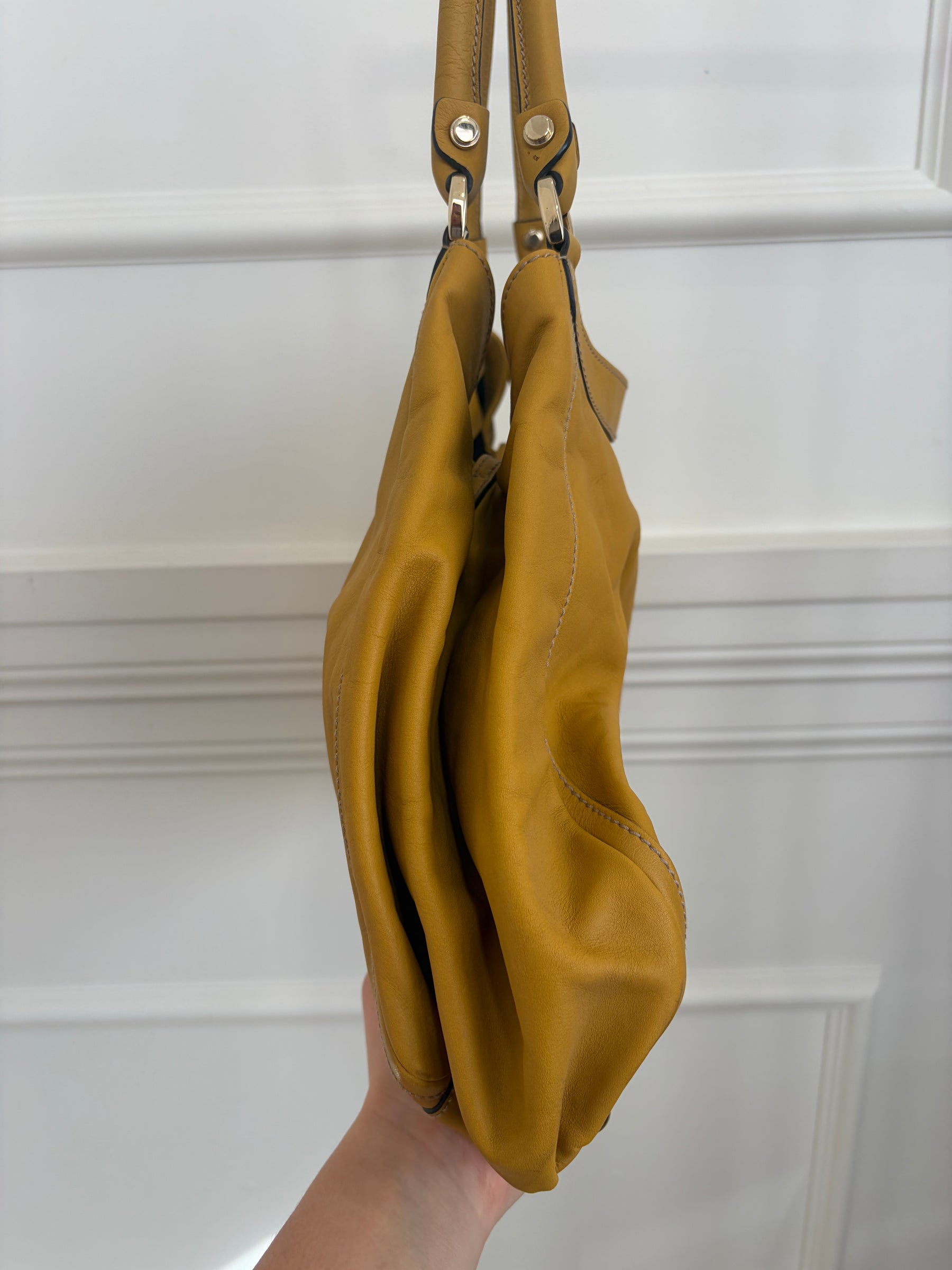 Gucci Mustard Leather Abbey D-Ring Hobo Bag