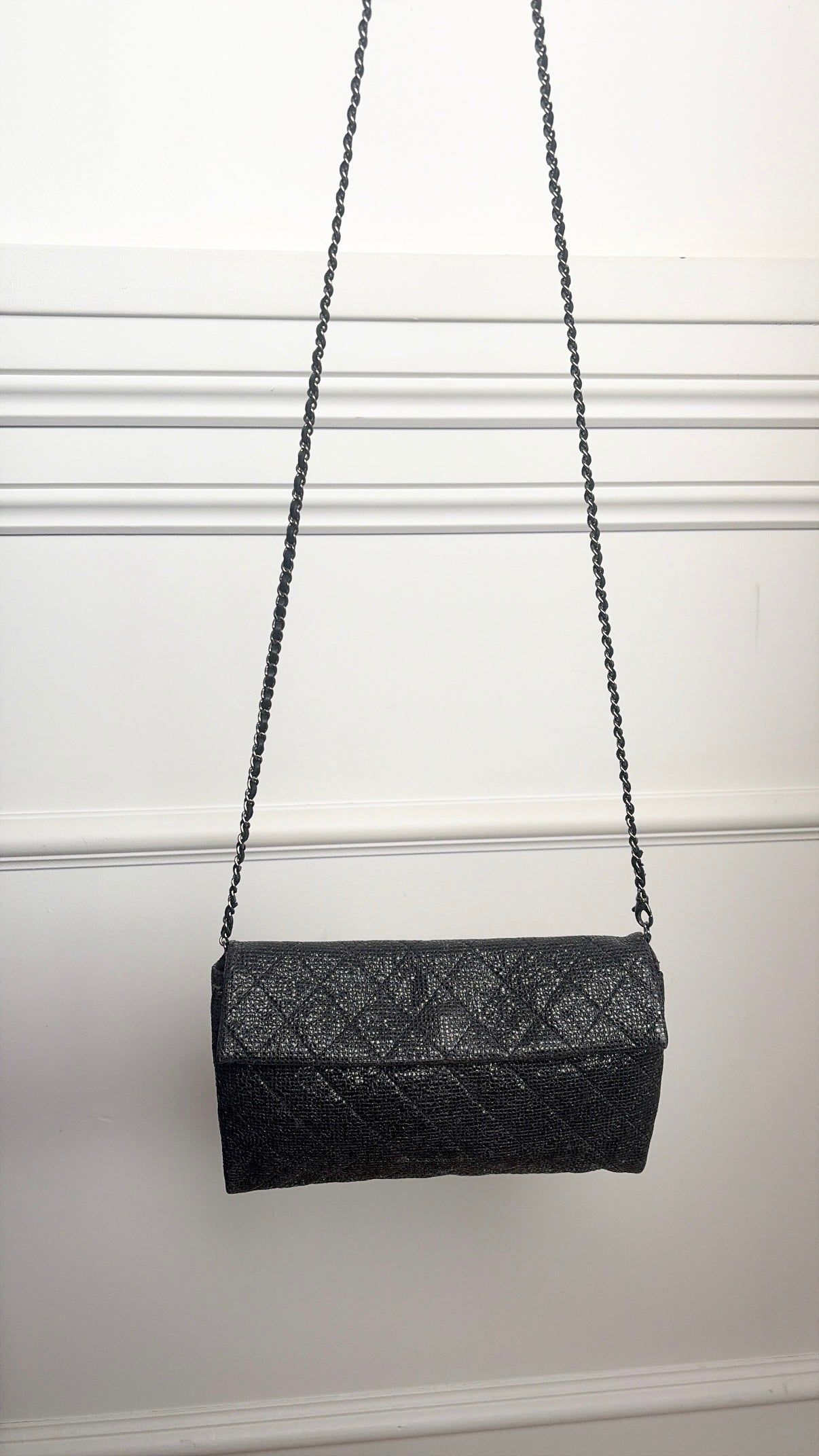 Chanel Black Coated Fabric Crossbody Pouch