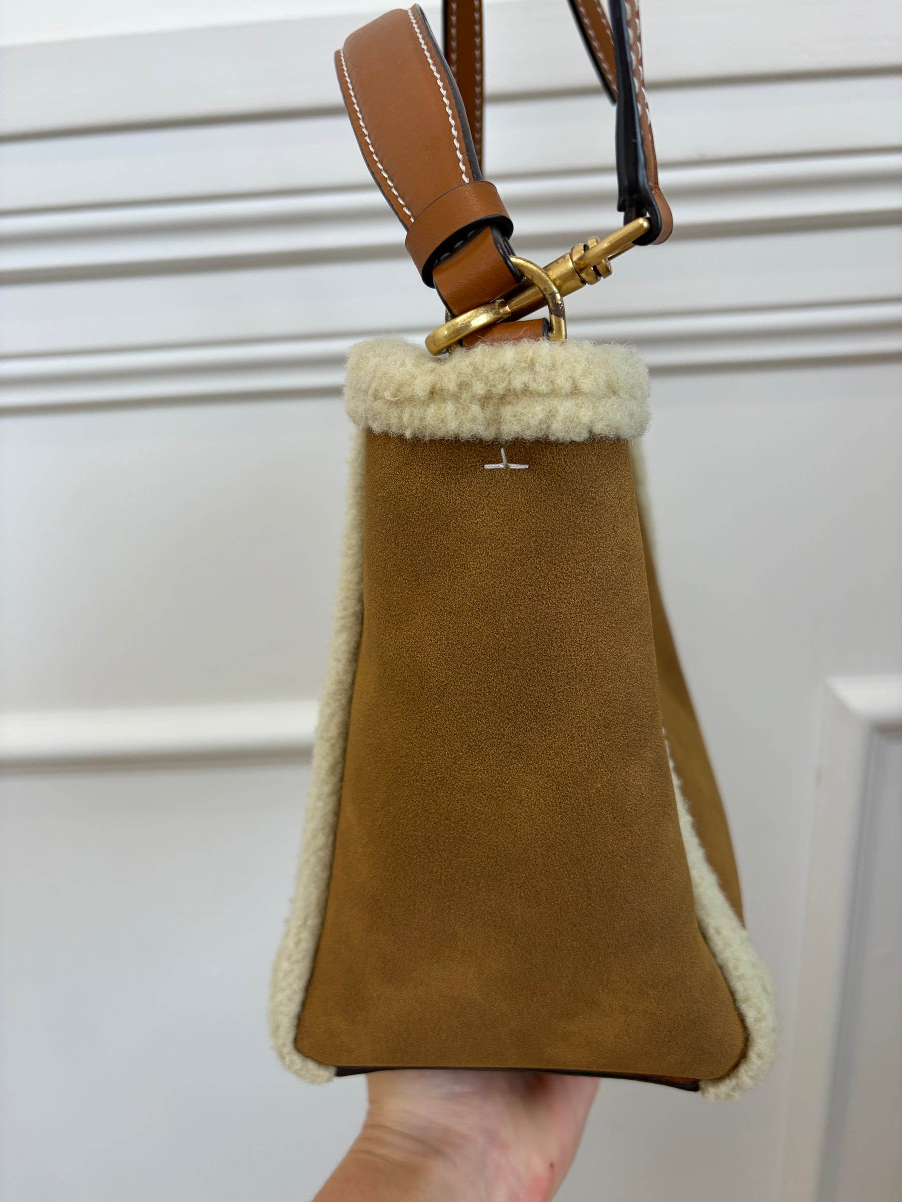 Tory Burch Small Shearling Bucket Bag