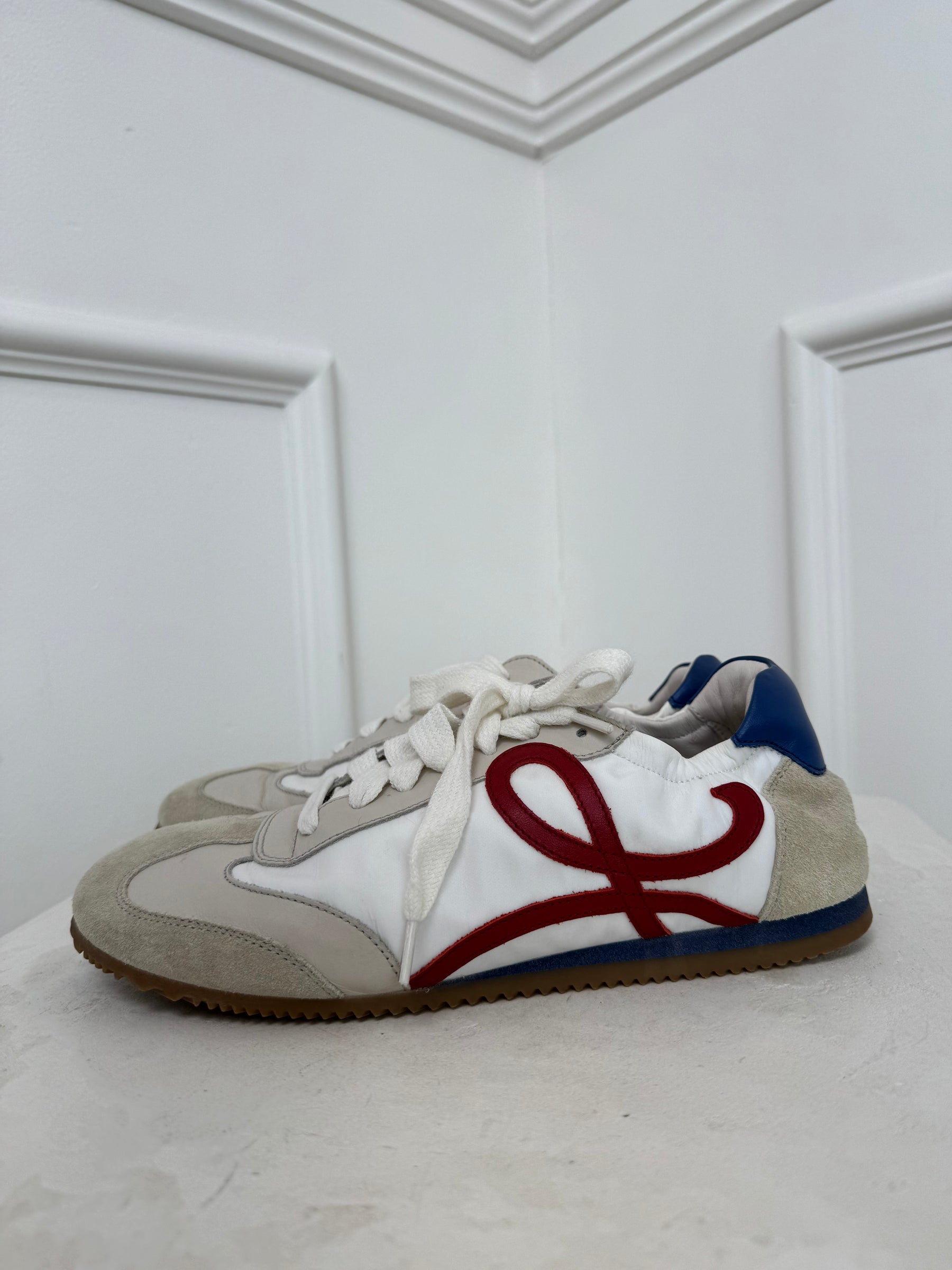 Loewe White, Red and Blue Leather Ballet Sneakers, 38