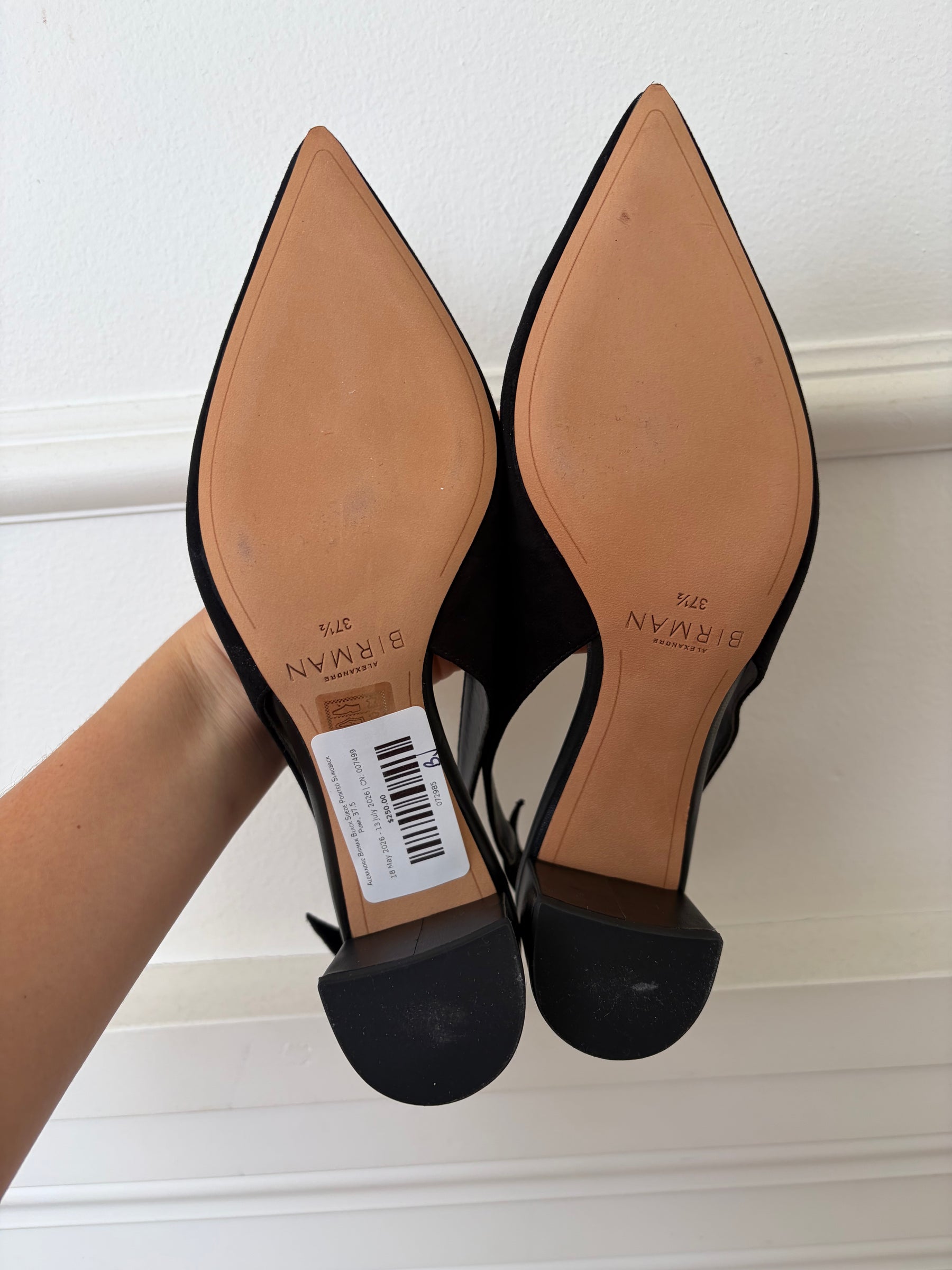 Alexandre Birman Black Suede Pointed Slingback Pump, 37.5