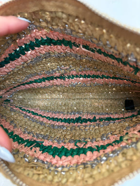 LOEFFLER RANDALL Raffia Clutch With Pom Poms