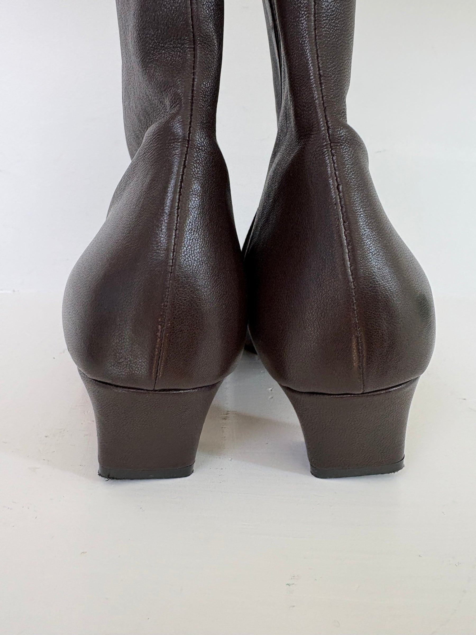 Khaite Brown Leather Ankle Boots, 37