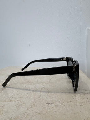 Saint Laurent Black Oversized Sqaure Logo Arm Sunglasses