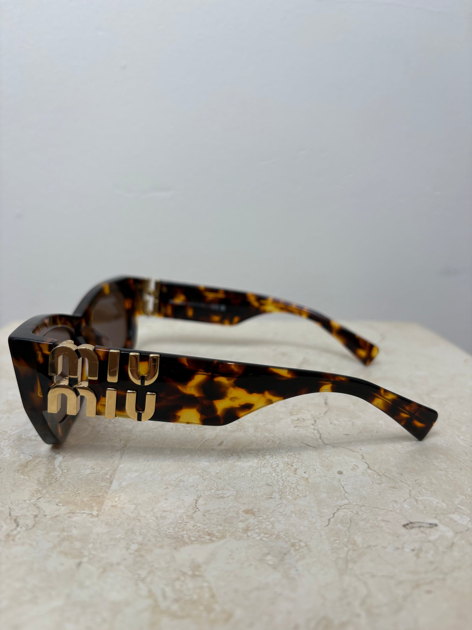 Miu Miu Tortoiseshell Cat Eye Logo Sunglasses