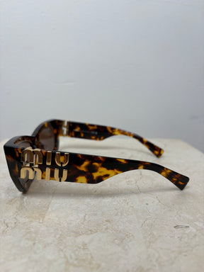 Miu Miu Tortoiseshell Cat Eye Logo Sunglasses