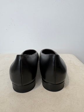 Chanel Uniform Black Leather Flats, 36