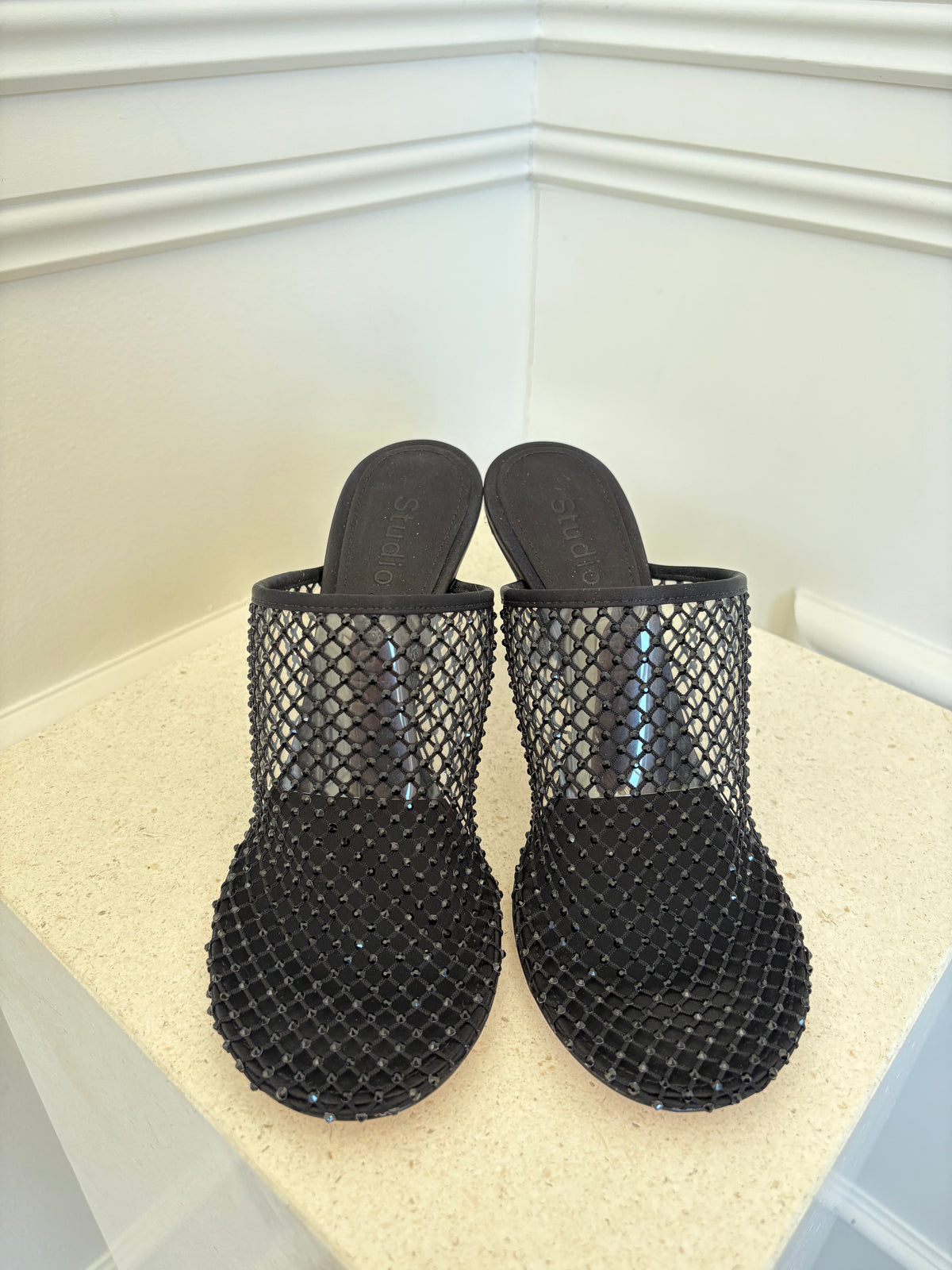 Studio Amelia Mesh Cryal Mules, 37
