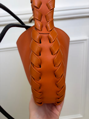 Chloe Orange Leather Braided Mate Crossbody Bag