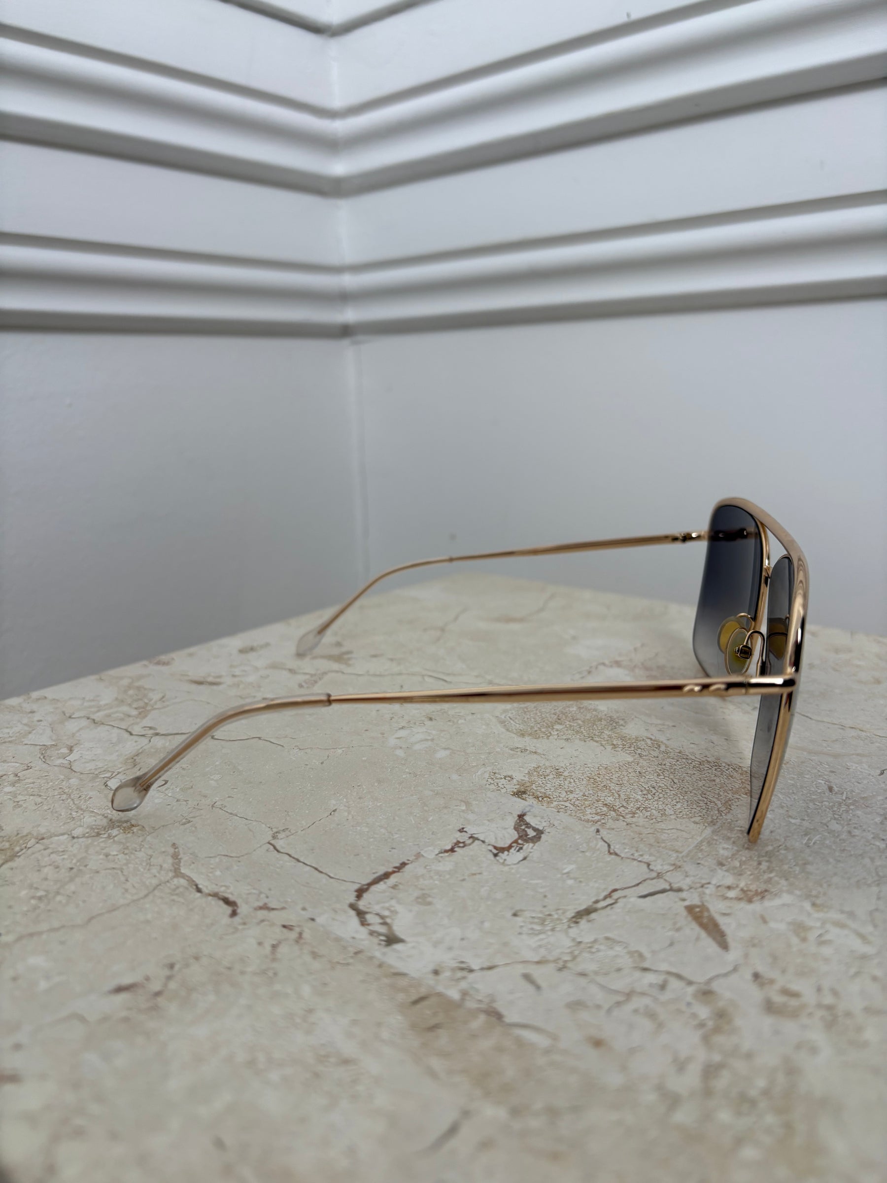 Isable Marant Gold Square Oversized Aviator Sunglasses