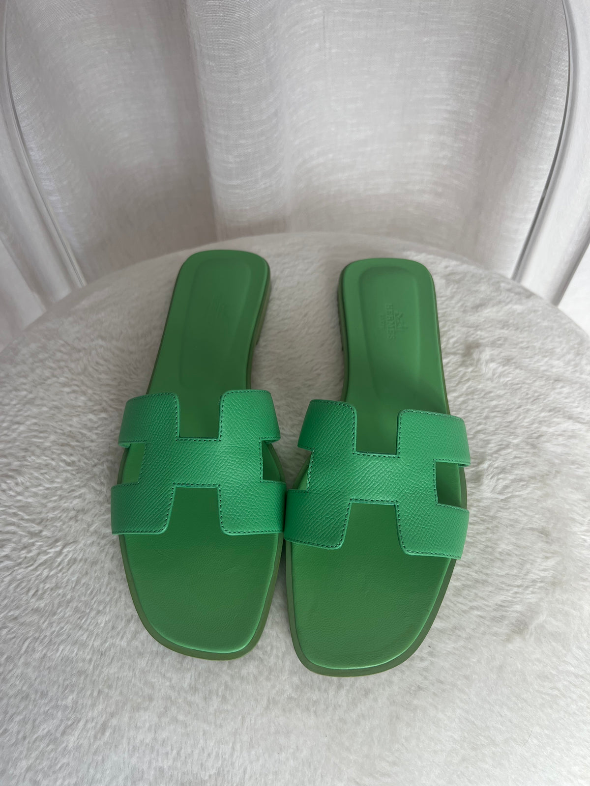 Hermès Vert Pomme Oran Sandals, 41