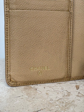 Chanel Beige Leather Long Flap Wallet
