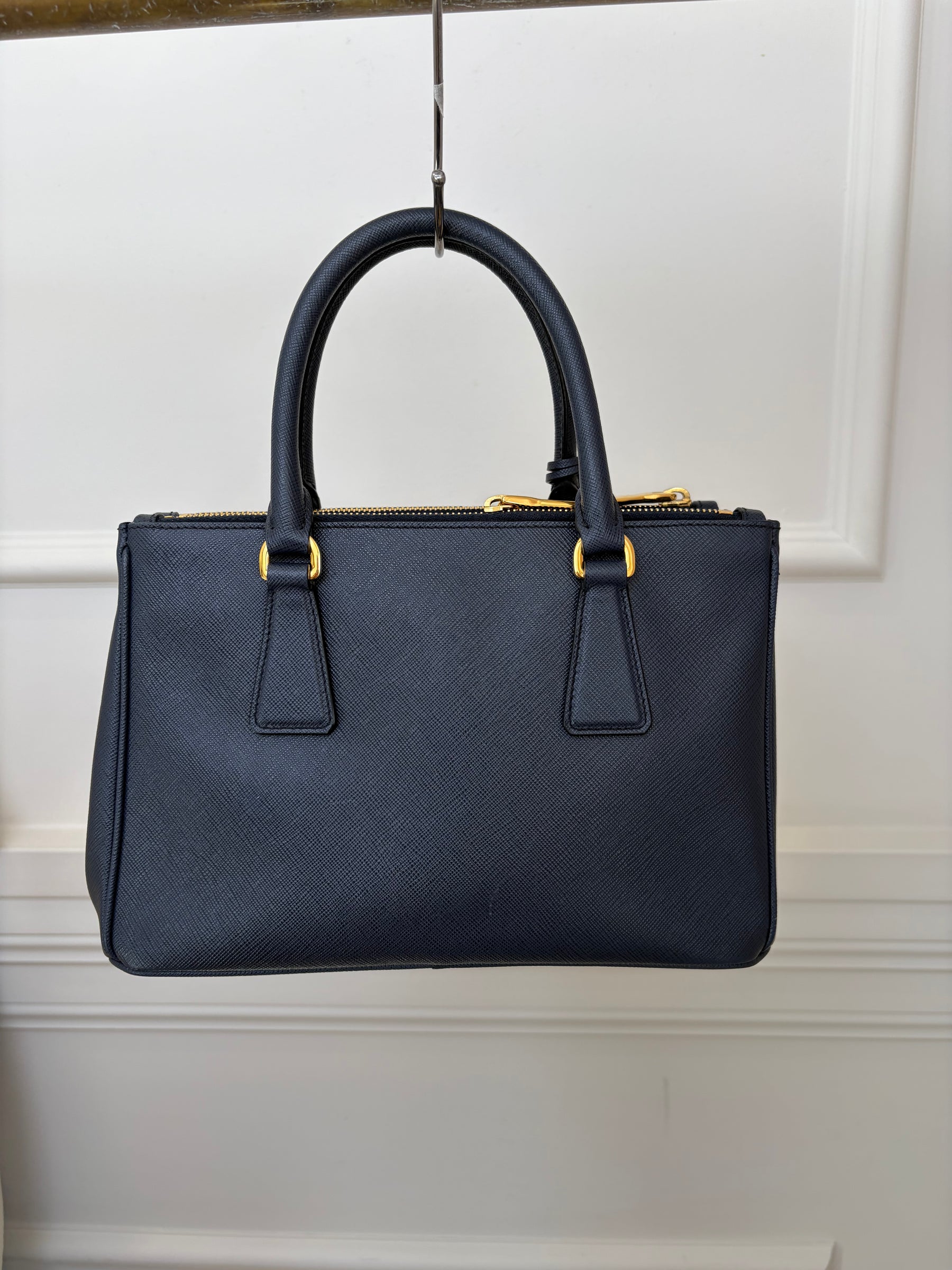 Prada Navy Saffiano Leather Galleria Small Tote