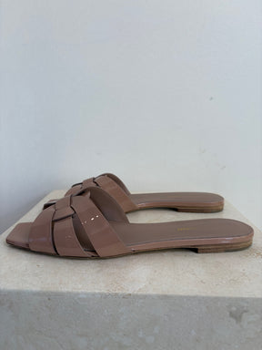 Saint Laurent Nude Patent Tribute Slides, 39